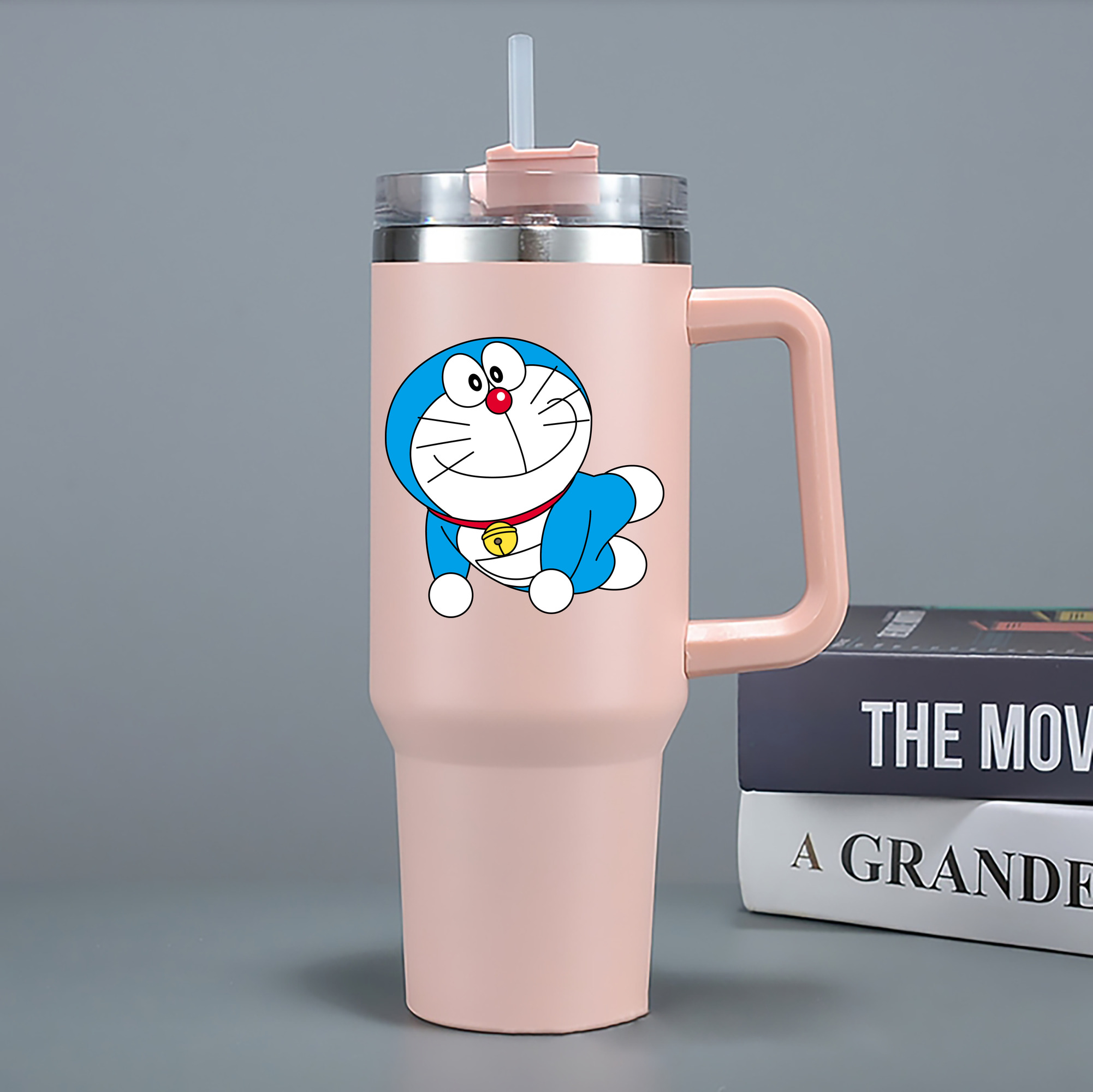 （画像用） ドラえもん Doraemon 1200mL車用タンブラー - クリスタルステッカー（プラスチックストロー付き）